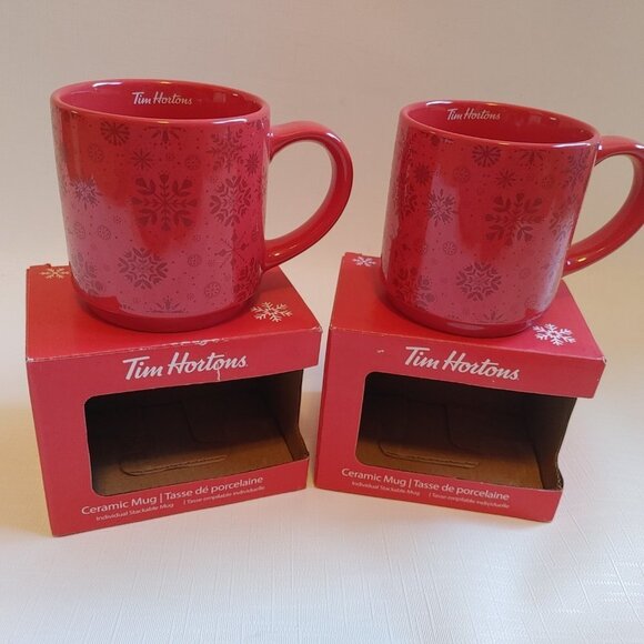 2021 Tim Hortons Stacking Mugs PAIR BNIB THE MOST WONDERFUL TIMS OF THE … - Picture 7 of 12